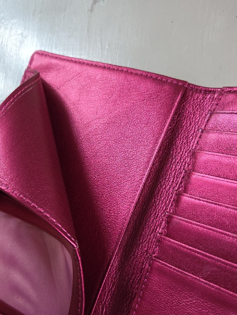 COACH  Metallic Fuchsia POPPY Leather Passport Wallet - Picture 9 of 15